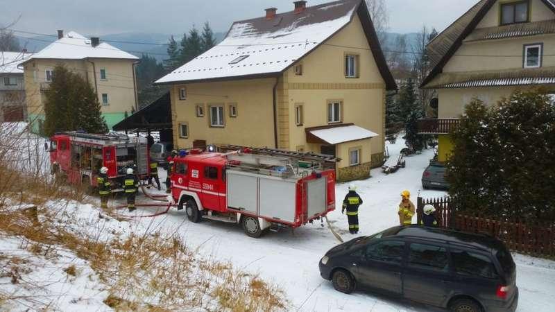 Pożar poddasza budynku mieszkalnego w Skawicy