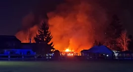 Duży pożar w Wysokiej (video)