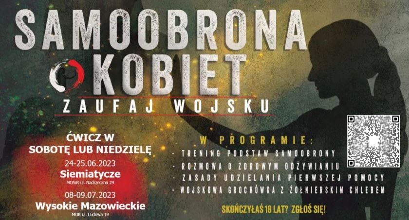 Samoobrona dla kobiet. WCR zaprasza na bezpłatne szkolenie w Wysokiem Mazowieckiem