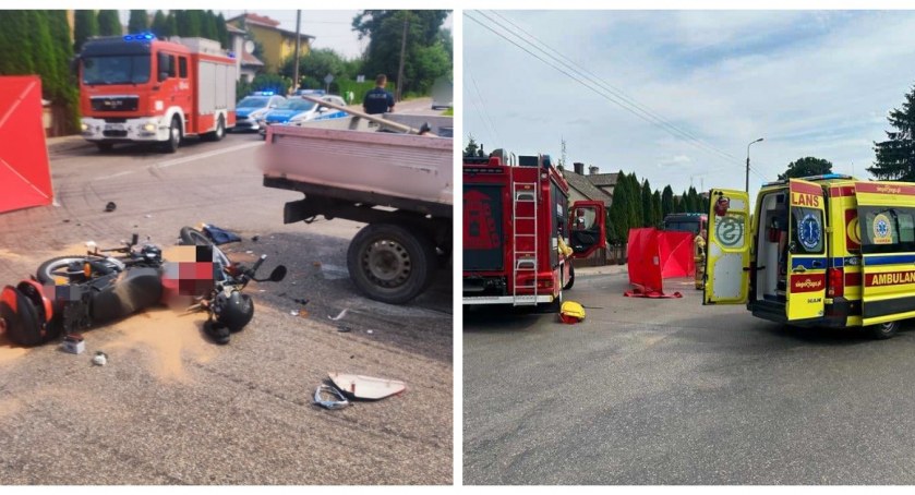 Groźny wypadek w Czyżewie. Zderzenie busa z motocyklem [FOTO + aktualizacja]