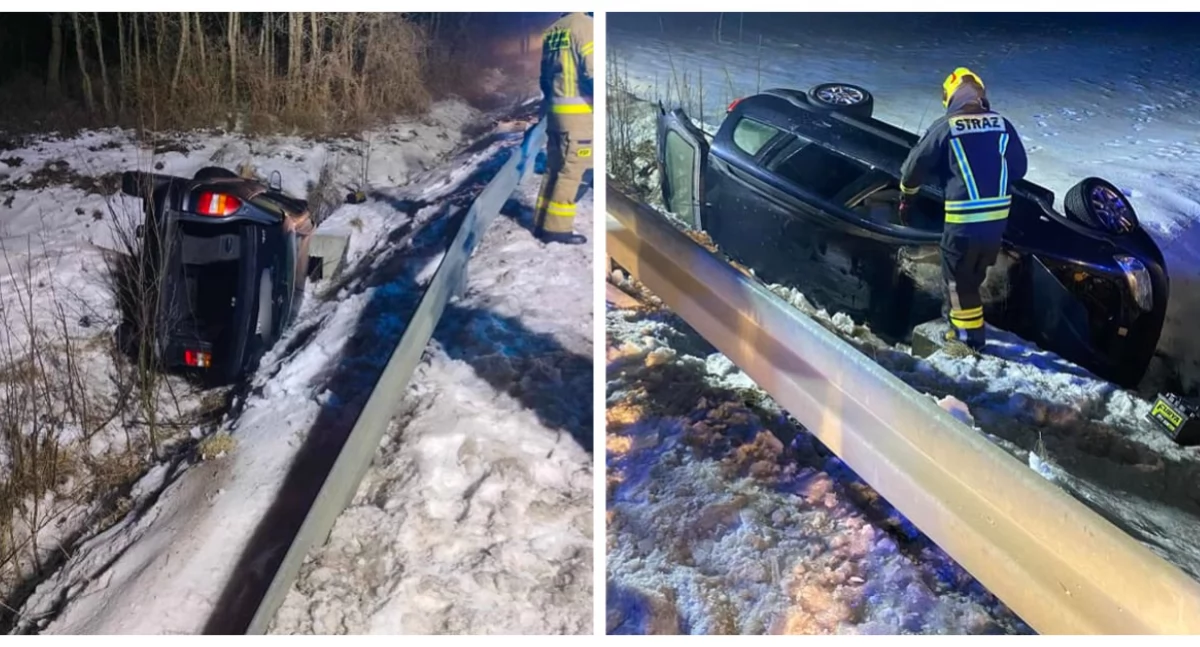 Gm. Czyżew: Samochód wypadł z drogi. W aucie - dwie osoby dorosłe i czworo dzieci [foto]