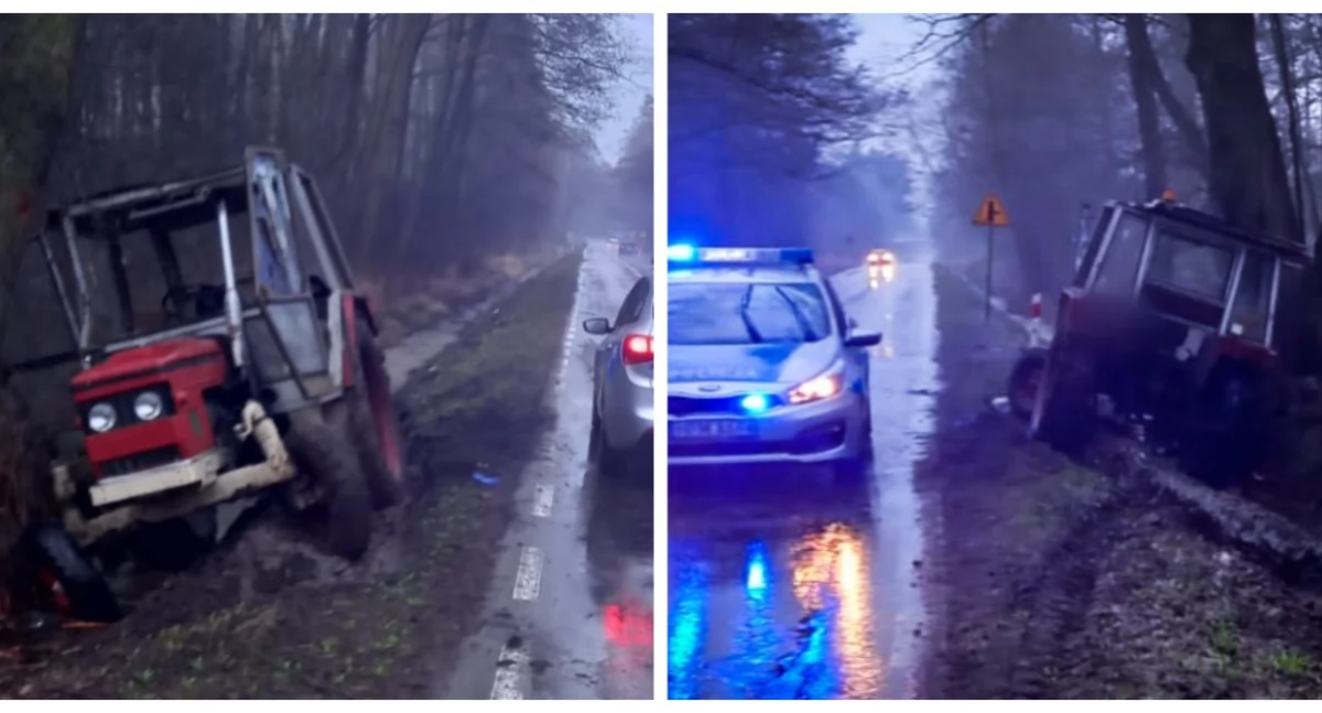 Region: Nietrzeźwy zjechał do rowu traktorem. Policjanci zastali go... śpiącego [foto]