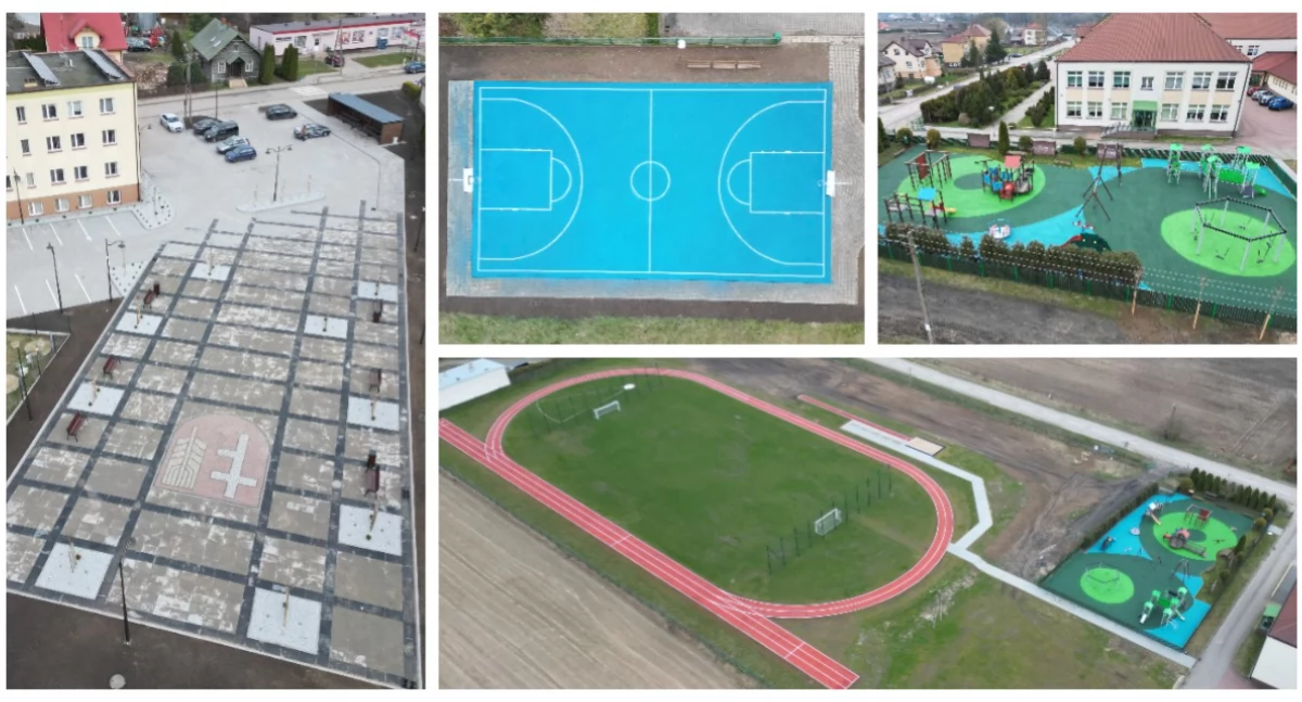 Kobylin-Borzymy: Nowe boiska, plac zabaw i skwer przy urzędzie już służą mieszkańcom [FOTO + VIDEO]