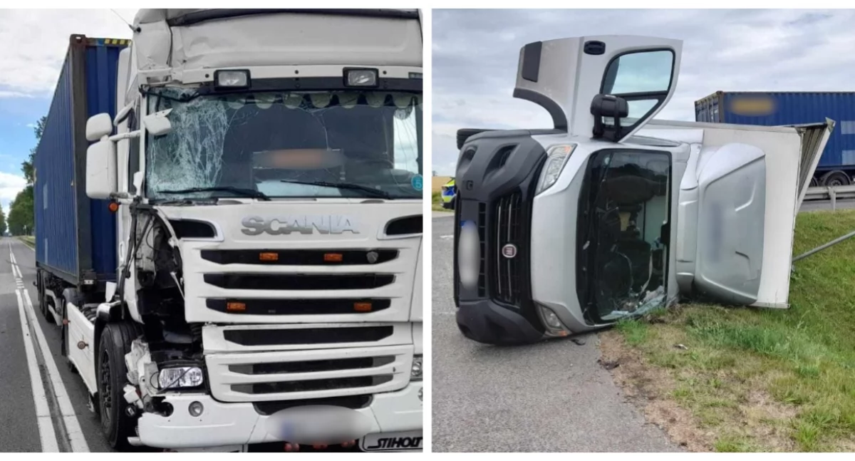 Zderzenie ciężarówki z busem na trasie Wysokie Mazowieckie - Zambrów [FOTO]