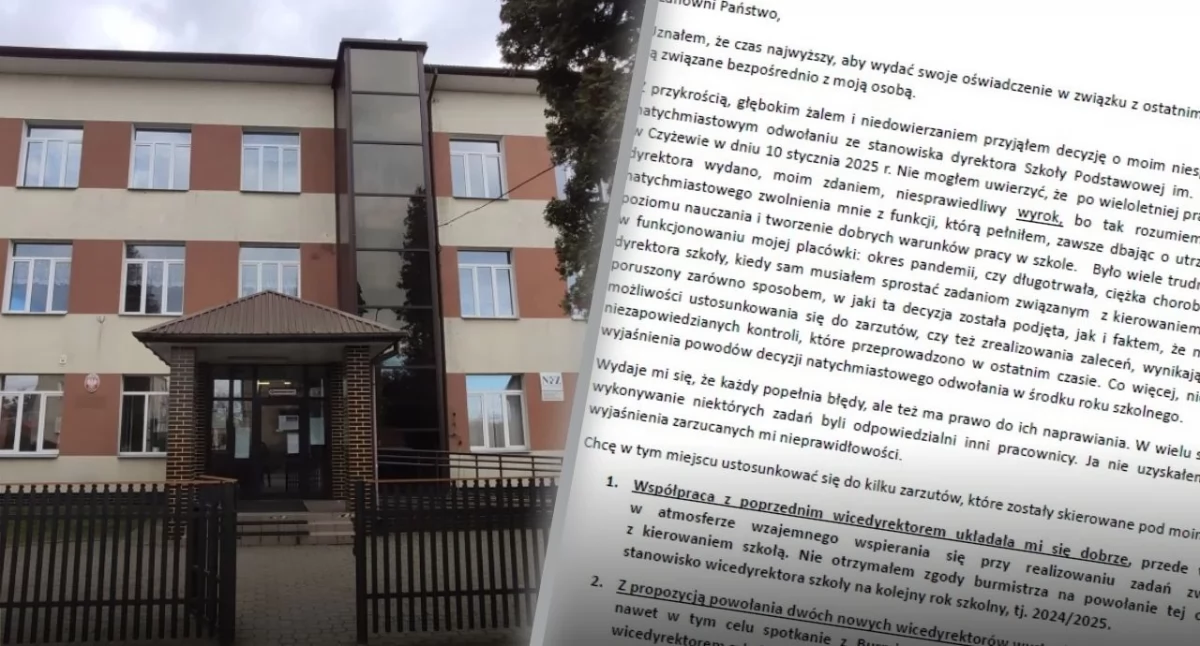 Oświadczenie odwołanego dyrektora SP w Czyżewie Radosława Sienickiego