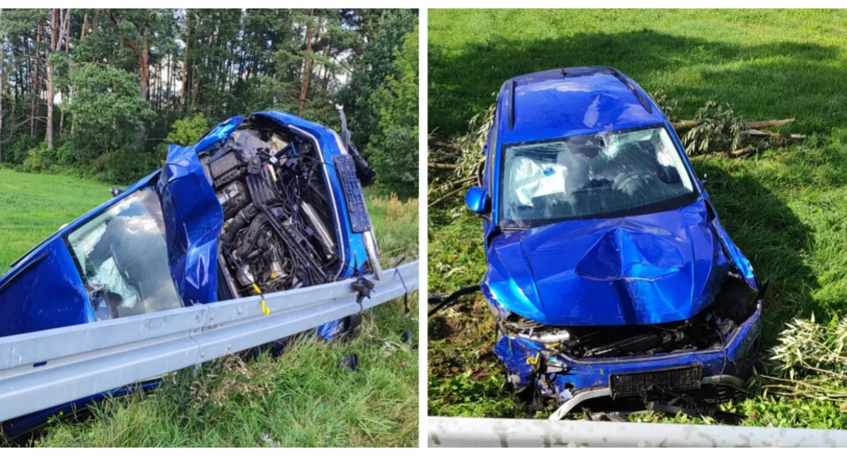 Volkswagen wypadł z drogi. W środku 57-latka [foto]
