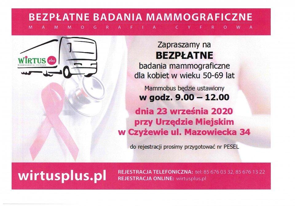 Bezpłatne badania mammograficzne w Czyżewie