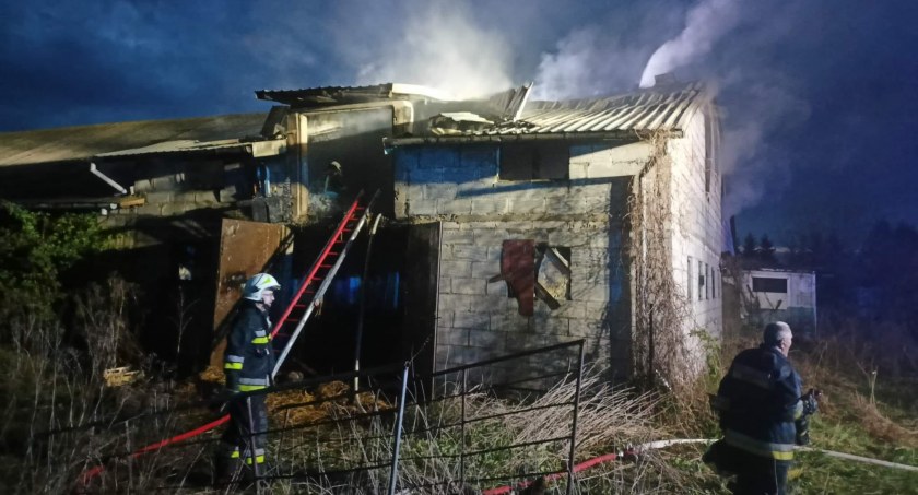 Pożar budynku gospodarczego w Wysokiem Mazowieckiem [foto]
