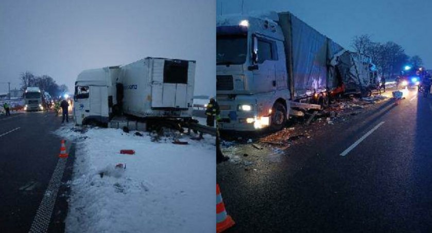 Utrudnienia na trasie S8 w rejonie Kobylina. Zderzyły się dwie ciężarówki [FOTO+aktualizacja]