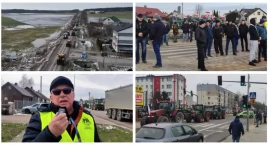 Protesty rolników. Tak wyglądała blokada drogi wojewódzkiej w Sokołach [FOTO + VIDEO]
