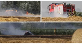 Pożar podczas prac polowych w gminie Czyżew. Spłonęła prasa i hektar słomy [FOTO + VIDEO]