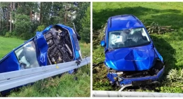 Volkswagen wypadł z drogi. W środku 57-latka [foto]
