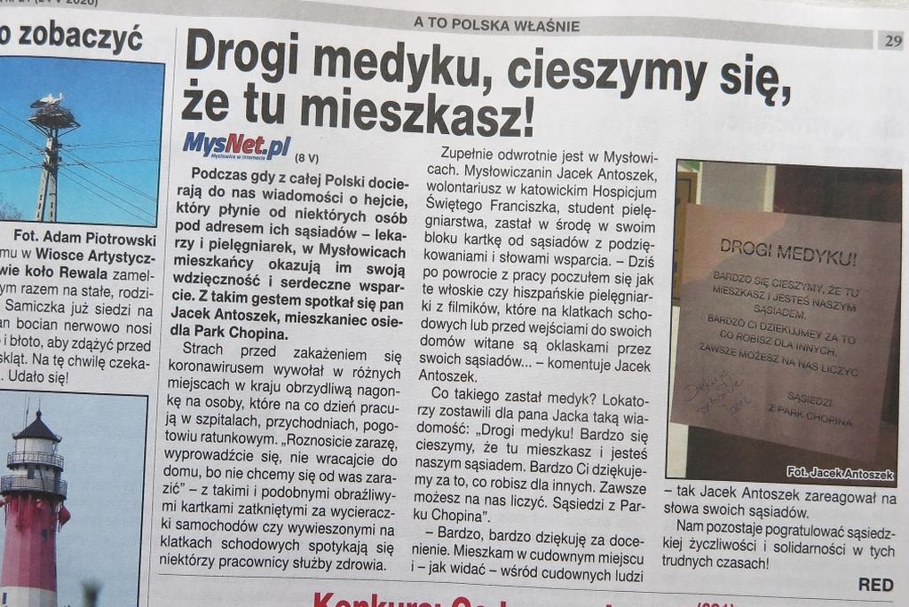 Nasz tekst o medyku w ogólnopolskiej prasie