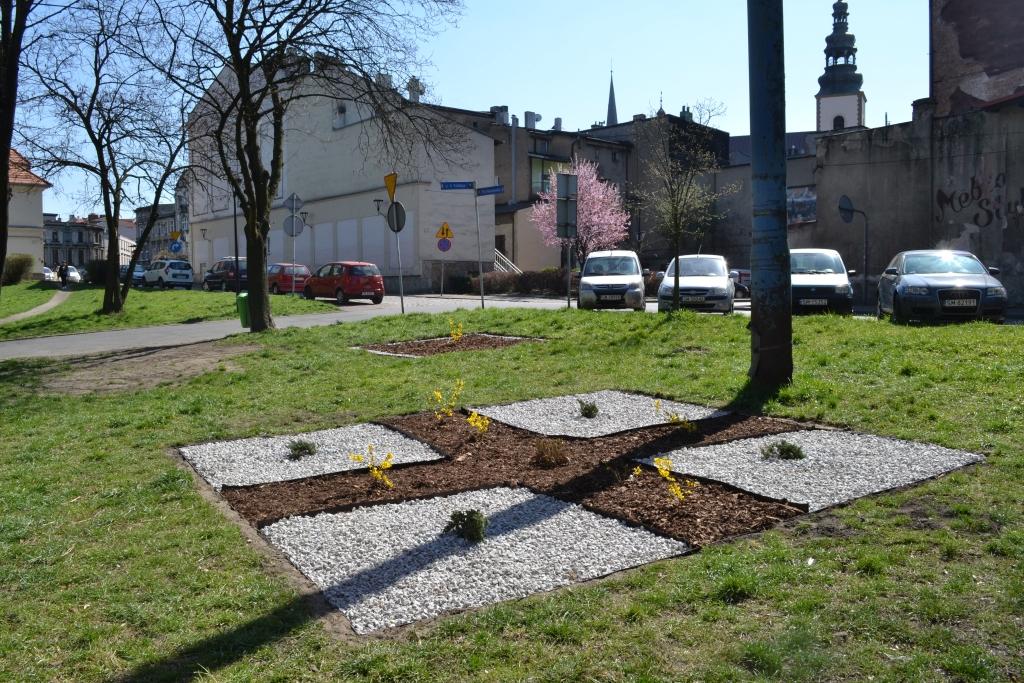 Nowe rabatki na placu Mieroszewskich