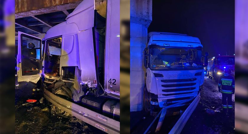 A4: Tir wypadł z drogi i wjechał w barierki
