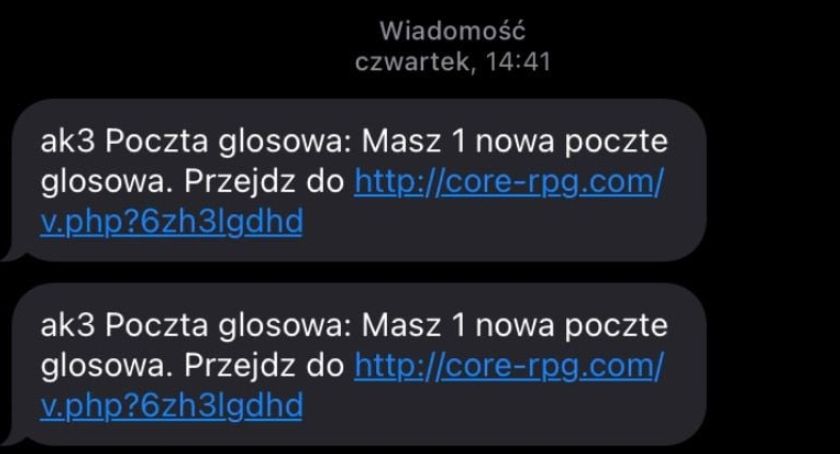 Niebezpieczne SMS-y od poczty głosowej