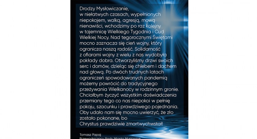 Życzenia świąteczne od Tomasza Papaja, Przewodniczącego Rady Miasta Mysłowice