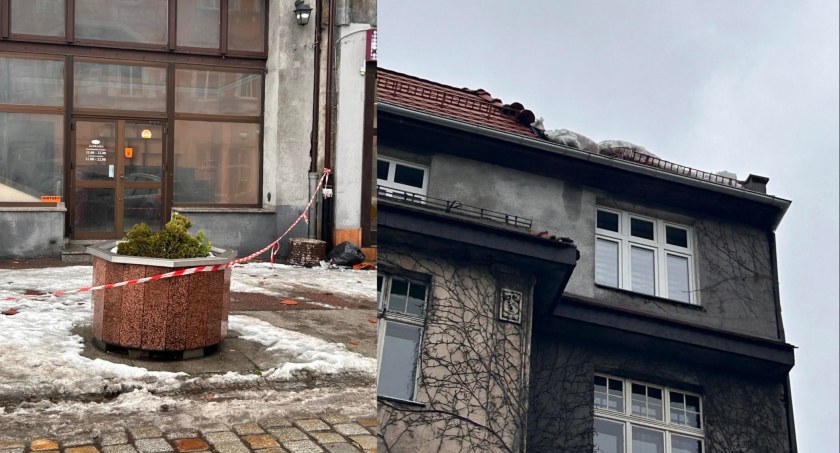 Niebezpieczna odwilż. Z dachów spadają rynny i dachówki