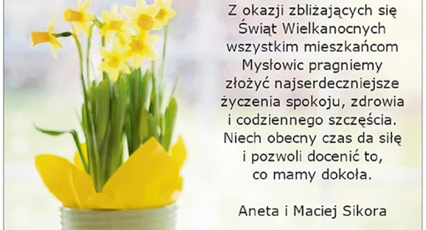 Aneta i Maciej Sikora składają mieszkańcom serdeczne życzenia wielkanocne