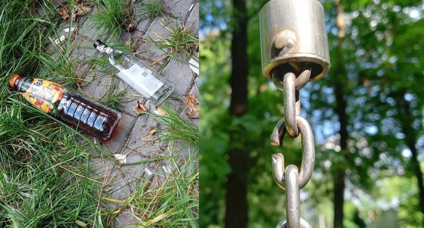 Na tym placu zabaw potrzebne są porządki i pilna naprawa huśtawki