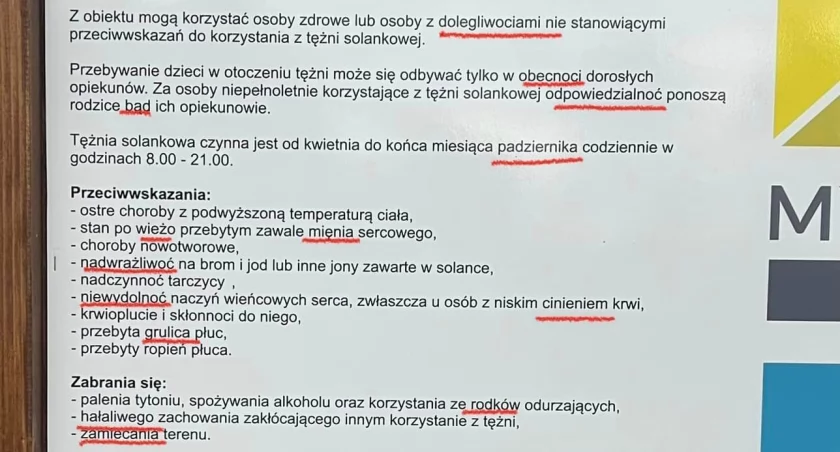 Regulaminy wstydu przy tężniach. Coś poszło nie tak