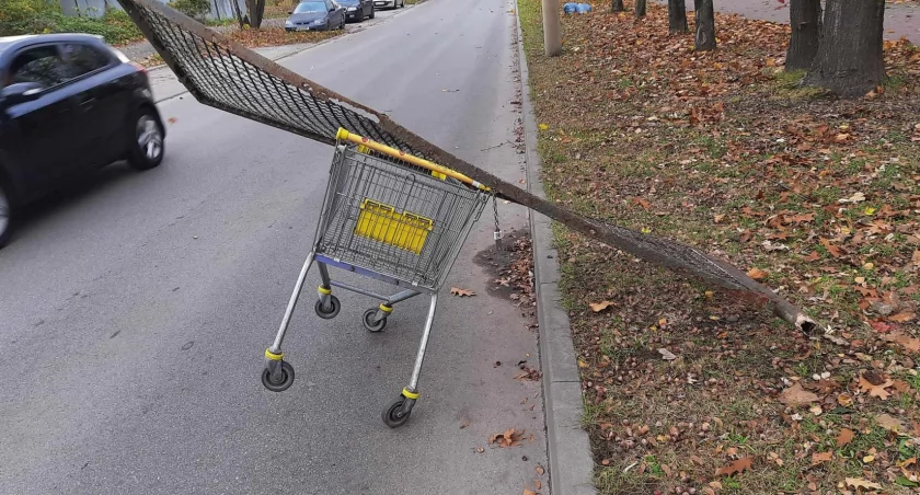Wywozili skradzione ogrodzenie na sklepowym wózku