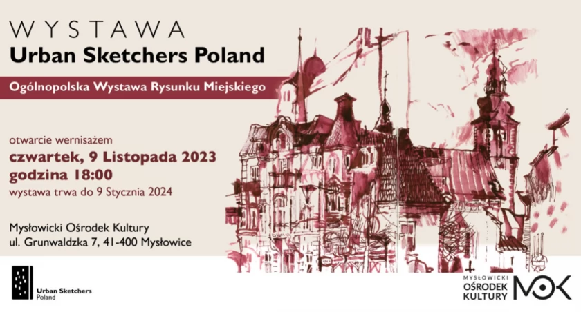 Urban Sketchers Poland - wystawa w Mysłowickim Ośrodku Kultury