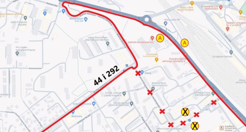 Zmiana trasy przejazdu dla linii autobusowych 44 i 292