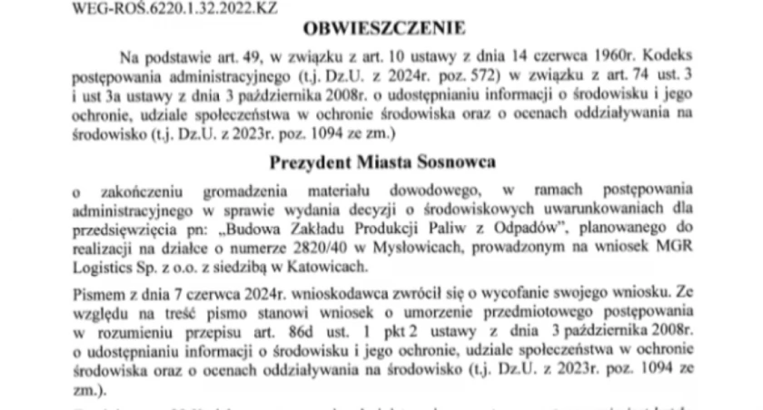 Firma, która chciała produkować paliwo z odpadów, wycofuje się