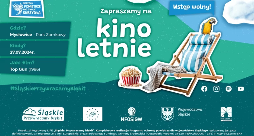 Kino letnie pod błękitnym niebem w sobotę w Parku Zamkowym