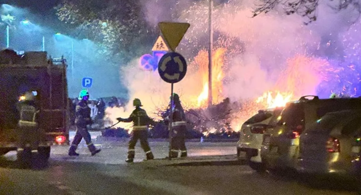 Pożar na rondzie w sylwestrową noc