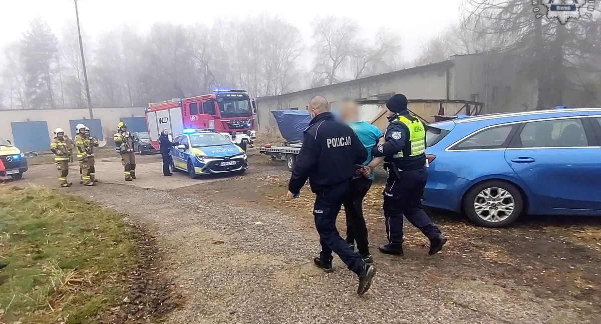 Interwencja policji w budynku imielińskich wodociągów
