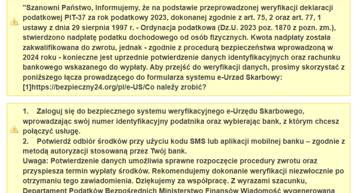 Uwaga na fałszywe maile o nadpłacie podatku PIT
