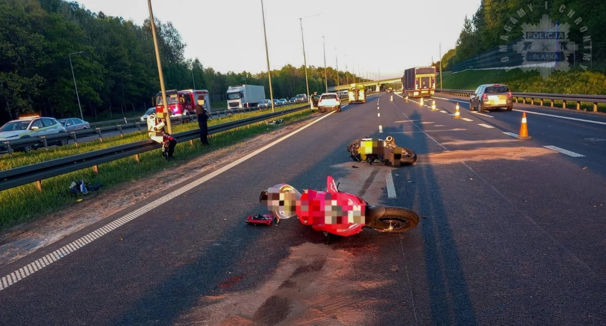 Wypadek na autostradzie A4. Motocyklistka jest poważnie ranna