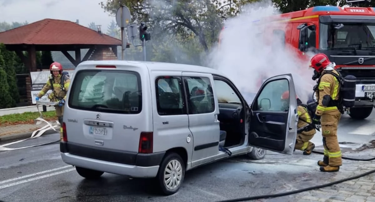 Pożar samochodu w Brzezince