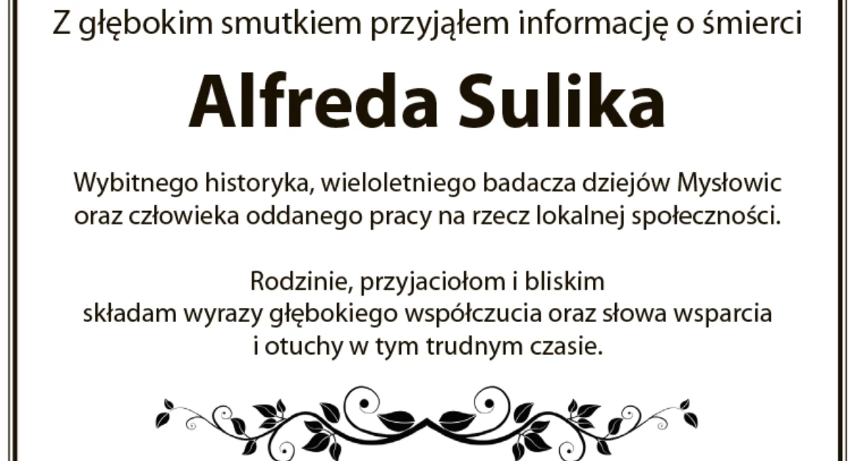 Zmarł profesor Alfred Sulik - kondolencje od posła na Sejm RP Wojciecha Króla
