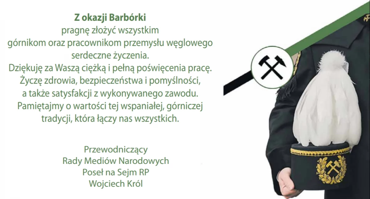 Życzenia z okazji Barbórki od posła Wojciecha Króla