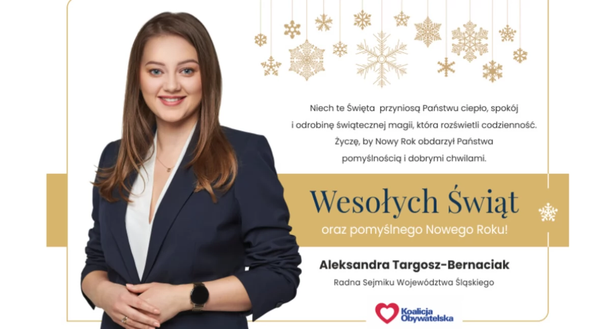 Życzenia od Aleksandry Targosz-Bernaciak, radnej Sejmiku Województwa Śląskiego