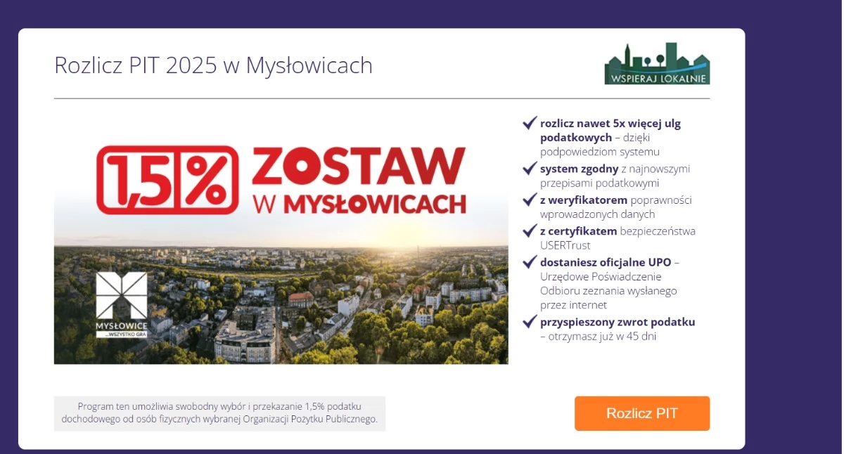 Mysłowice mają własną aplikację do PIT. Dzięki niej łatwo przekażesz 1,5% podatku lokalnym organizacjom