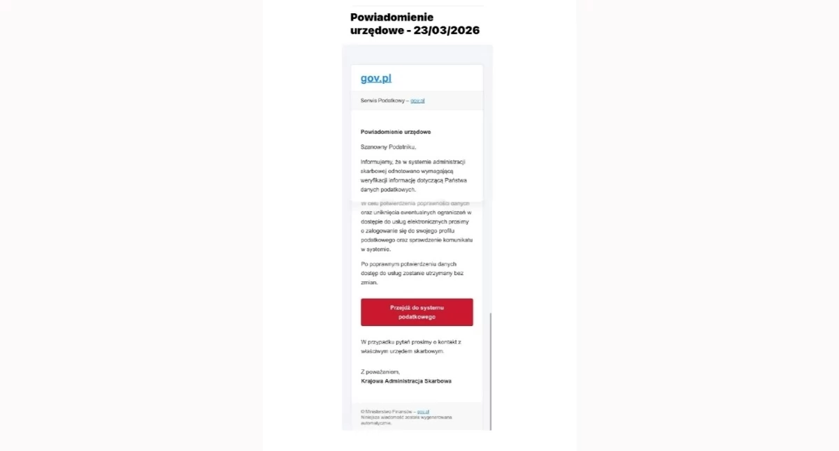 Oszuści podszywają się pod KAS. Fałszywe maile mają wyłudzić dane podatkowe