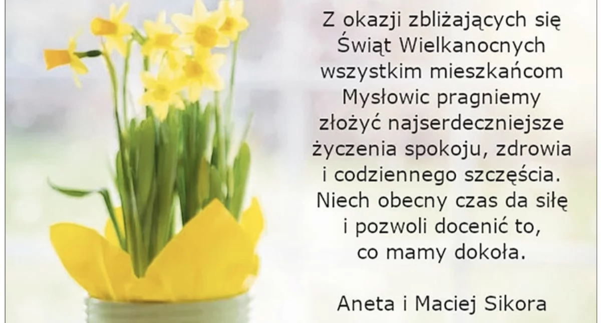 Życzenia wielkanocne od Anety i Macieja Sikorów
