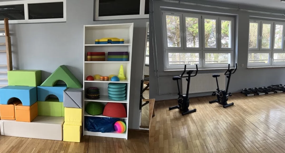 Sala gimnastyczna w SP5 w Dziećkowicach po remoncie