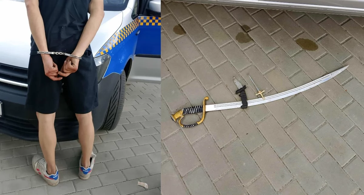 Wymachiwał szablą na ulicy Starokościelnej. Straż Miejska Mysłowice ujęła mężczyznę z białą bronią