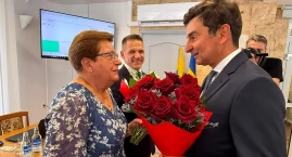 Teresa Misterek z tytułem Zasłużony dla Gminy Chełm Śląski