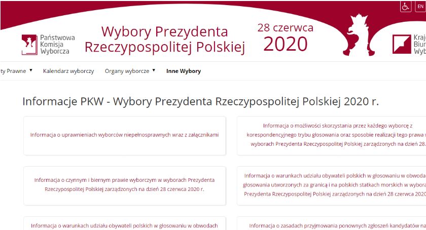 Informacje PKW - Wybory Prezydenta Rzeczypospolitej Polskiej 2020 r. 
