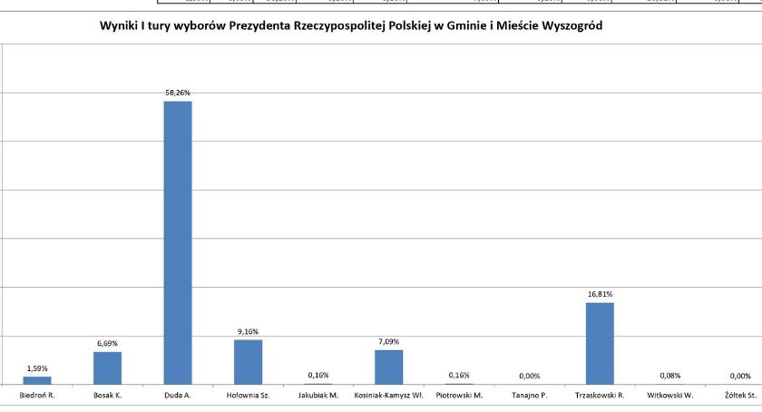 Wyniki wyborów Prezydenta RP w Gminie i Mieście Wyszogród.  I tura 