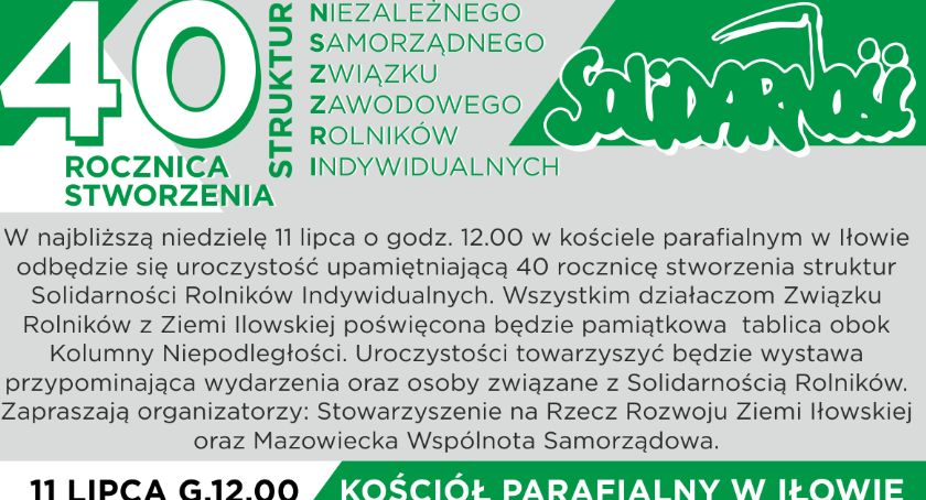 Uroczystość upamiętniająca 40 rocznicę stworzenia struktur Solidarności Rolników Indywidualnych, 11.07.2021 godz 12,00