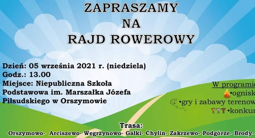 Rajd Rowerowy - Orszymowo 5 września 2021 godz13,00