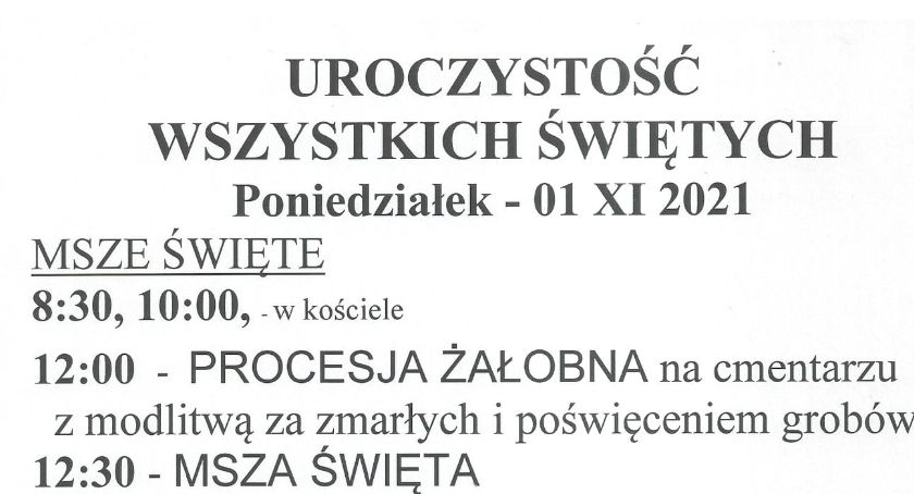 Uroczystość Wszystkich Świętych i Dzień Zaduszny 2020 - Wyszogród