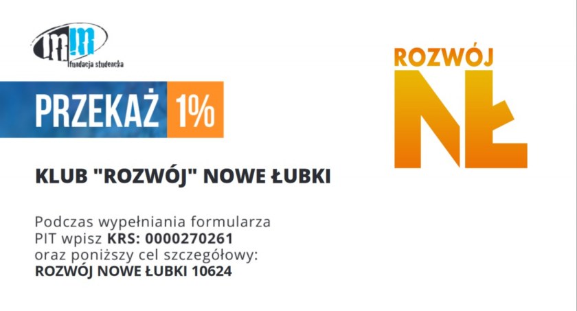 1% podatku - Klub ROZWÓJ Nowe Łubki